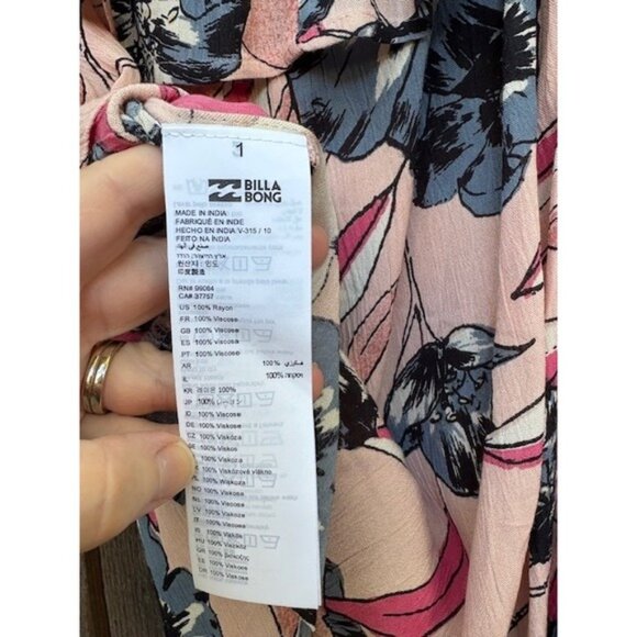 Billabong Floral Print Off Shoulder Ruffle Sleeve Top Large - Picture 4 of 4